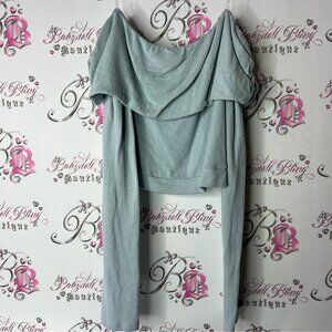 Kalifashions sweater off shoulder comfy soft grey Light Blue Sweater XL